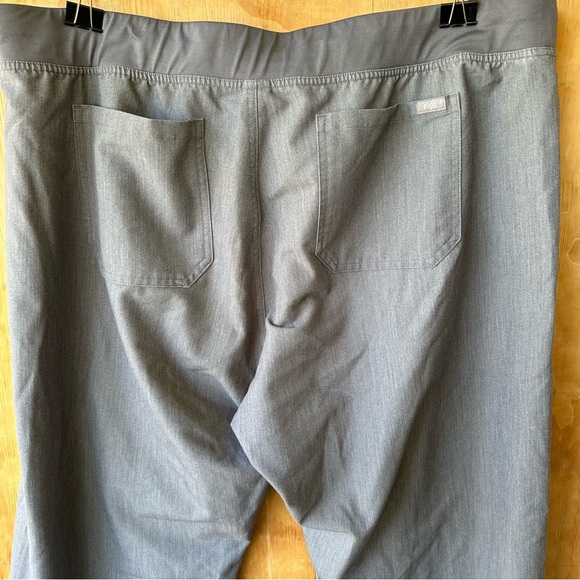 Figs Gray Straight Leg Women's Pants with Teal Drawstring - Picture 6 of 11